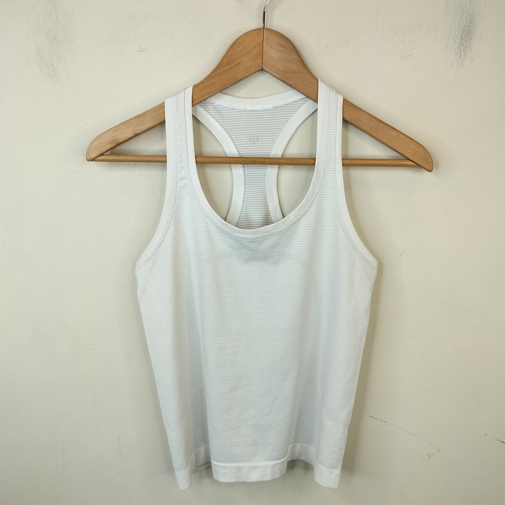 Lululemon Swiftly Tech Cropped Tank Top 4 Racerback White Athletic Gym